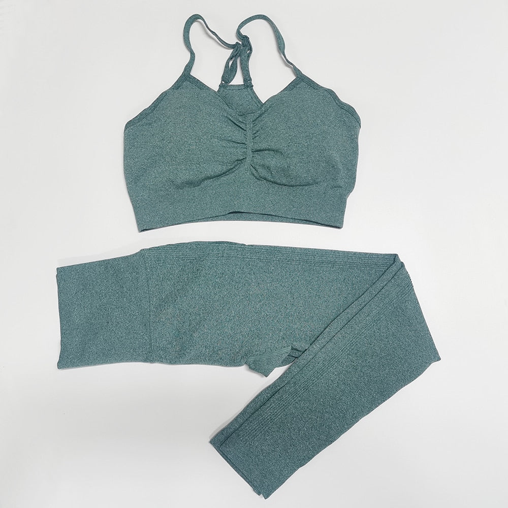 Gym Seamless Workout Clothes BraSet Green