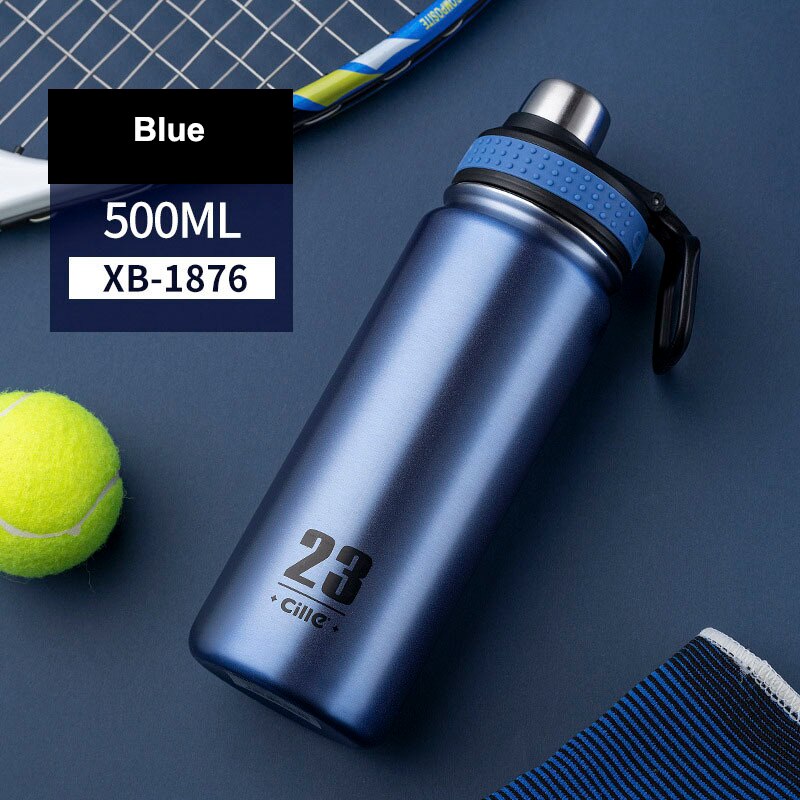 Stainless Steel Sport Fitness Thermos Bottle Blue 500ml