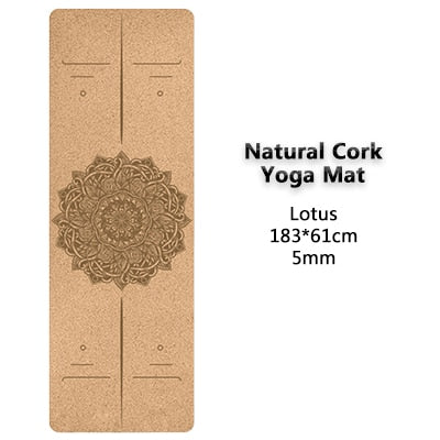 TPE Non-slip Natural Cork Yoga Mat Lotus