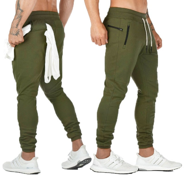 Men Cotton GYM Pants Military green