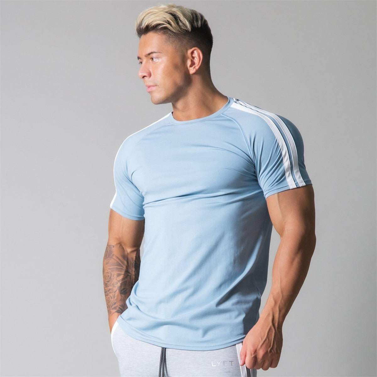 Men Gym Fitness Shirt Light blue