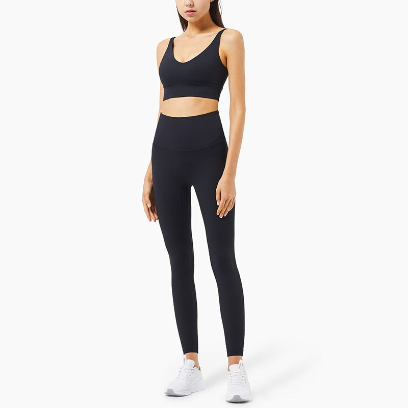 Women Gym Crop Tops Yoga Suit BLACK 1