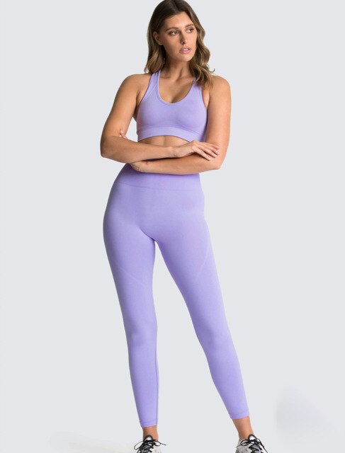 Women Long Sleeve hyperflex gym clothes lavender Purple set
