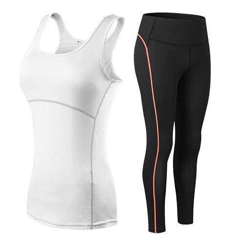 Women Fitness Suit Yoga Sets White