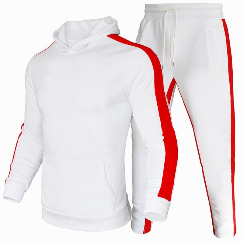 Men Loose Fit 2 Pcs Tracksuit white