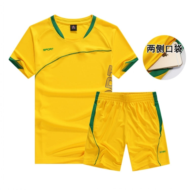 Men Sportswear Short sleeve Clothes Yellow Running set