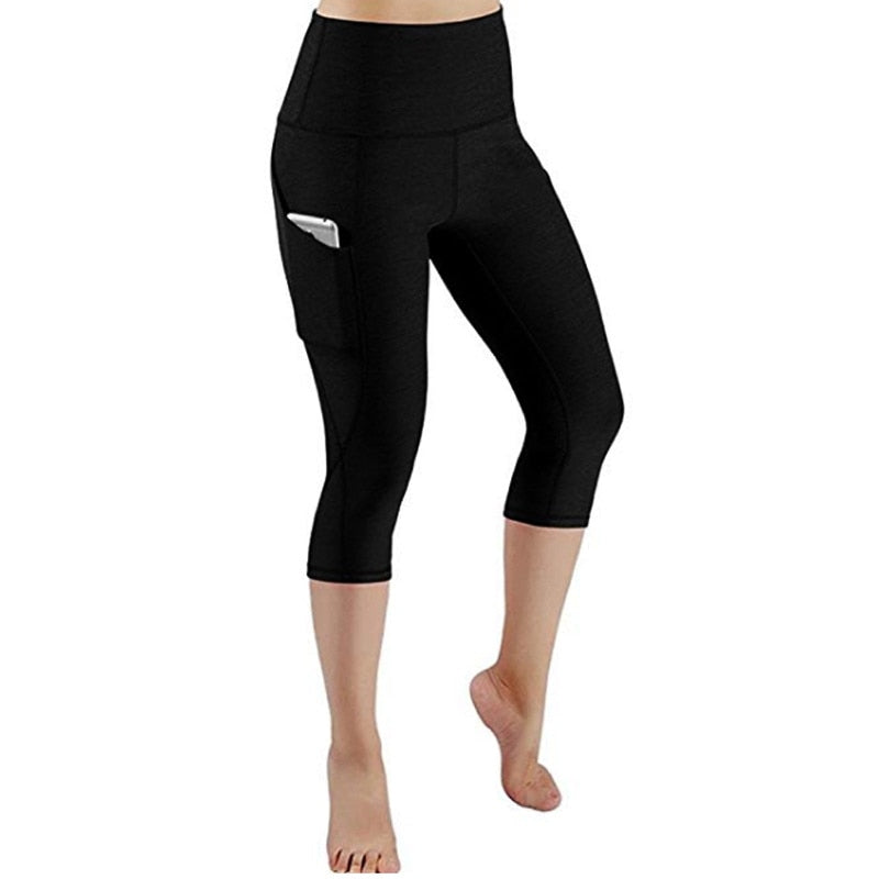 Women 3/4 Yoga Calf-length Pants 01Capri Black