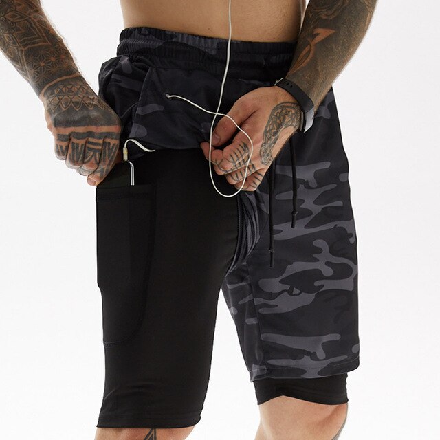 Double-deck Quick Dry Camo GYM Shorts Gary Camouflage 2