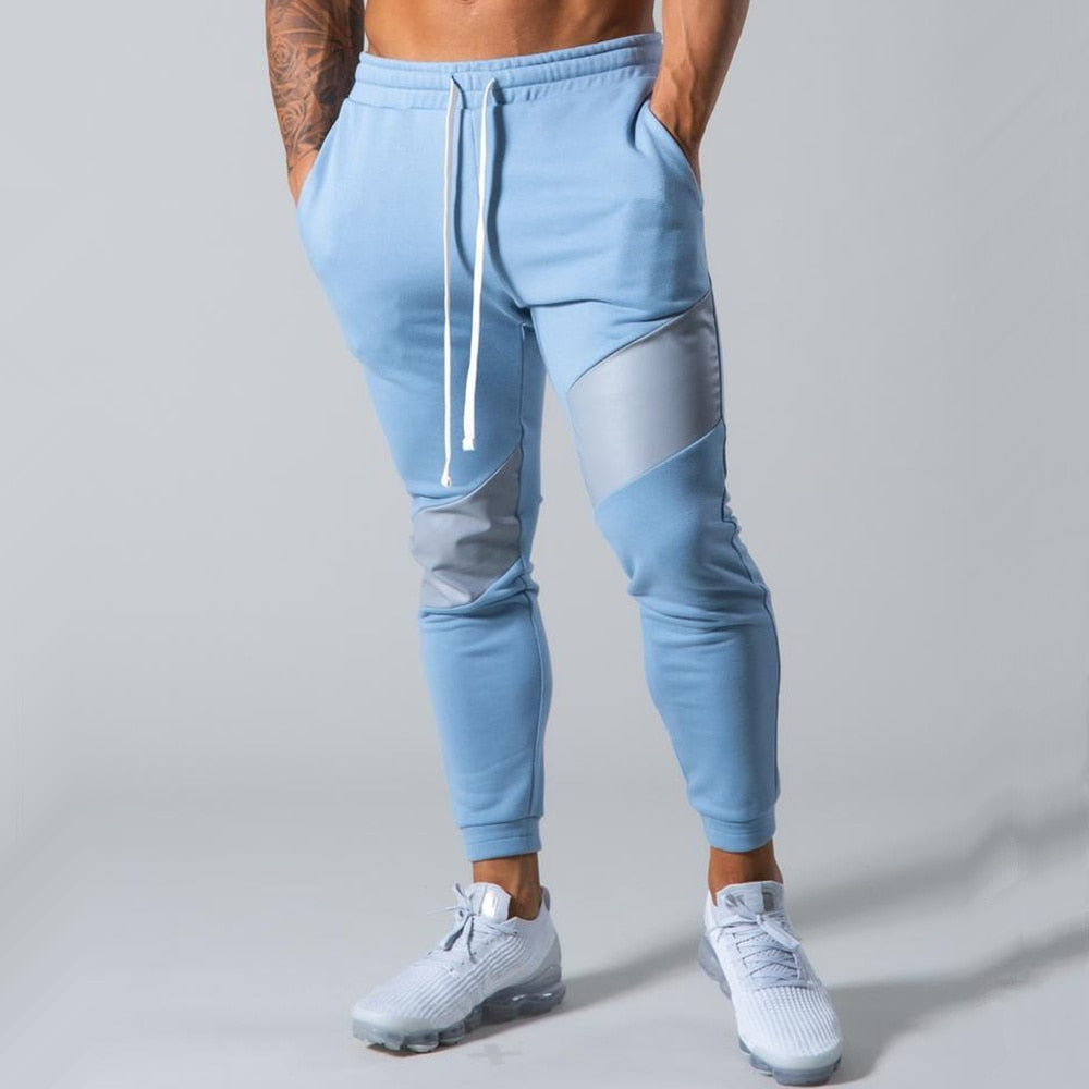 Men Gym Fitness Cotton Joggers Blue