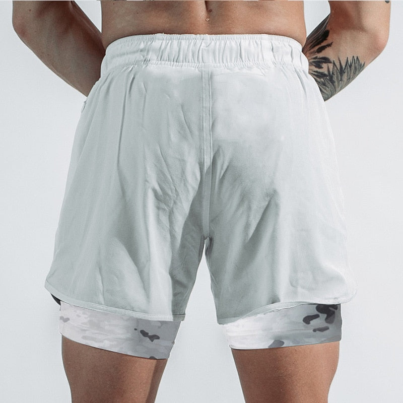 Men Camouflage Woven Double Shorts