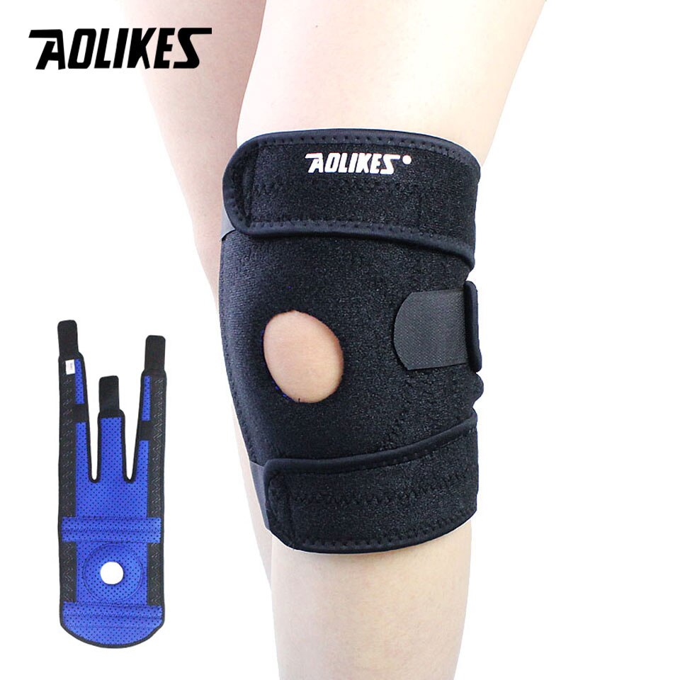 Adjustable Relieve Stress Knee Pad Black inside blue