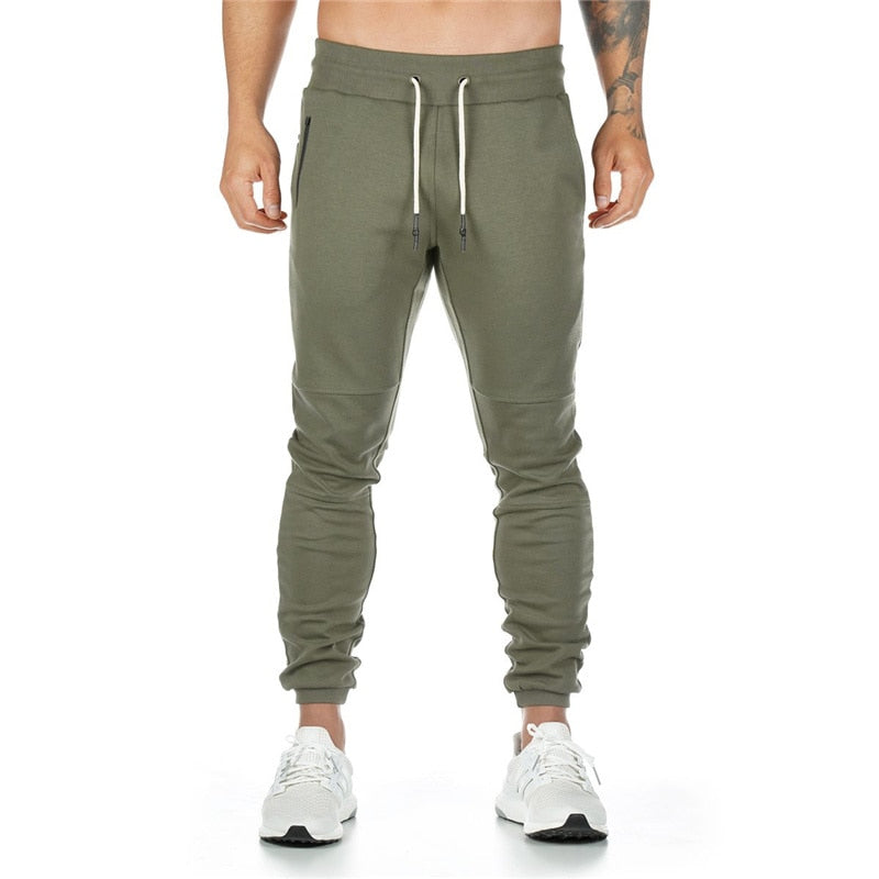 Men Quick Dry Cotton Gym Pants Army green no logo