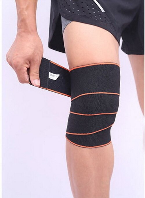 Wrapped Compression Protective Knee Bandages black orange