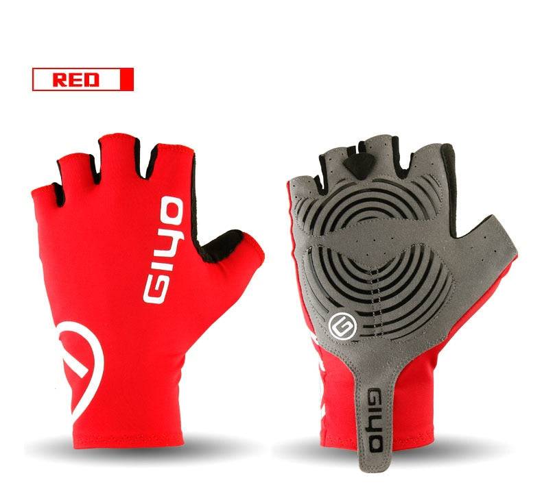 Half Finger Gel Cycling Gloves red