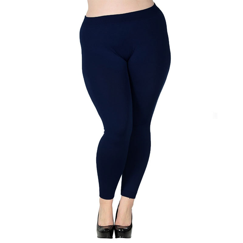 Women's Plus Size High Waist Leggings Navy Blue