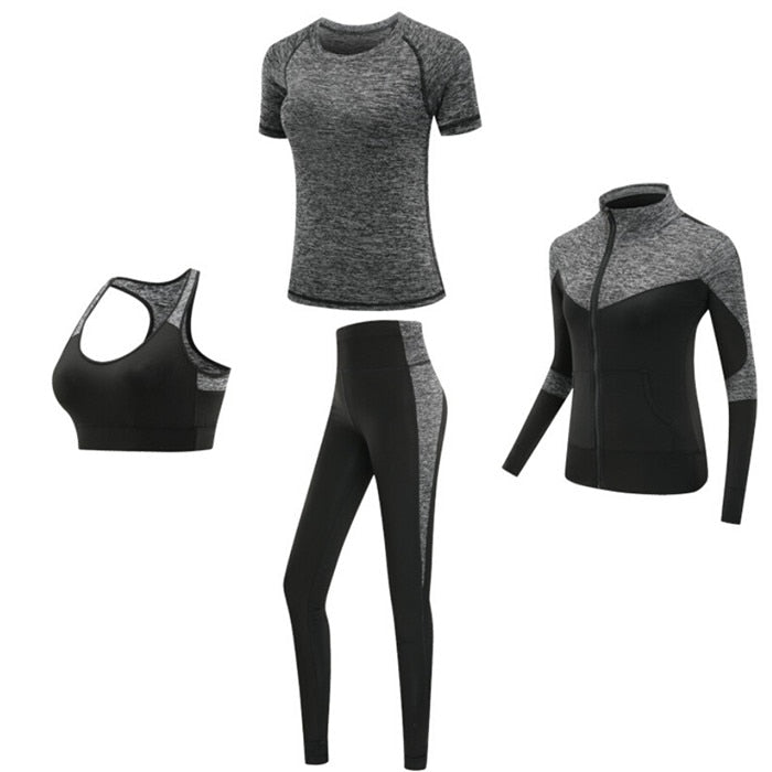 Quick dry women sportswear 4PCS set