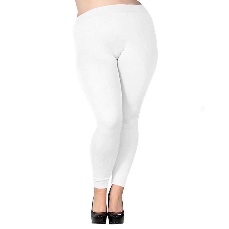 Women's Plus Size High Waist Leggings White