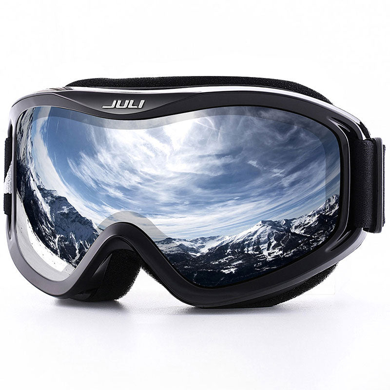 Ski Goggles Double Layers Lens C6 Black Silver