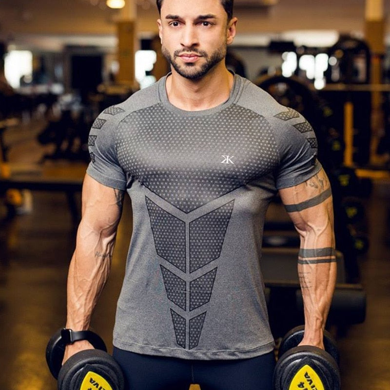 Men Crossfit Gym Sport T-shirt Gray