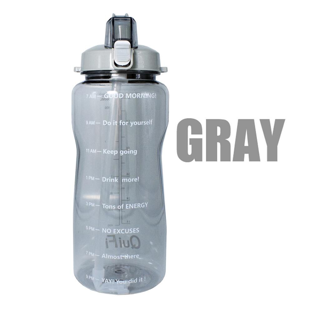 Half Gallon Water Bottle 2L 64oz Half Gallon Gray