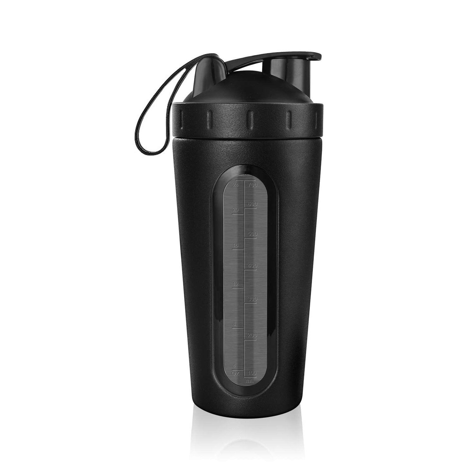 Stainless Steel Protein Shaker Water Bottle Black
