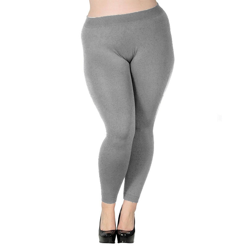 Women's Plus Size High Waist Leggings Light Grey