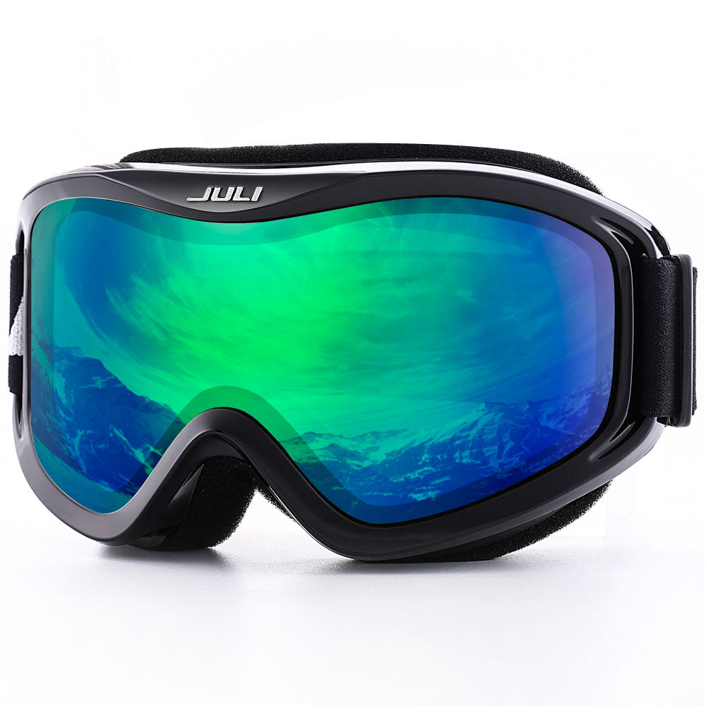 Ski Goggles Double Layers Lens C2 BLACK REVO GREEN