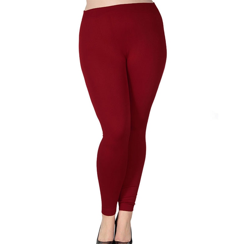 Women's Plus Size High Waist Leggings Wine Red