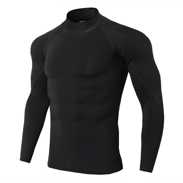 Men Bodybuilding Sports Long Sleeve Shirt BlackBlack Line