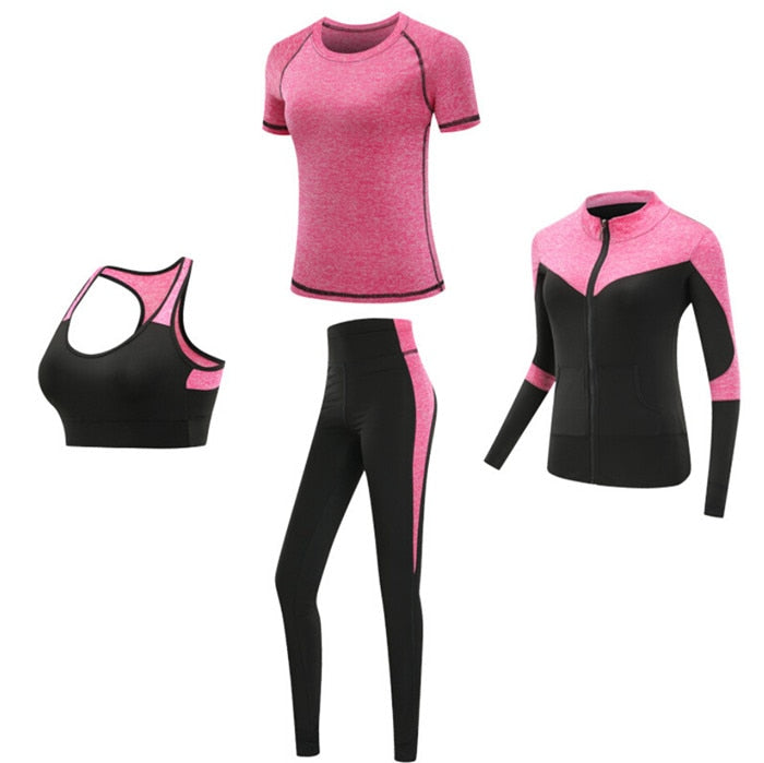 Quick dry women sportswear 4PCS set