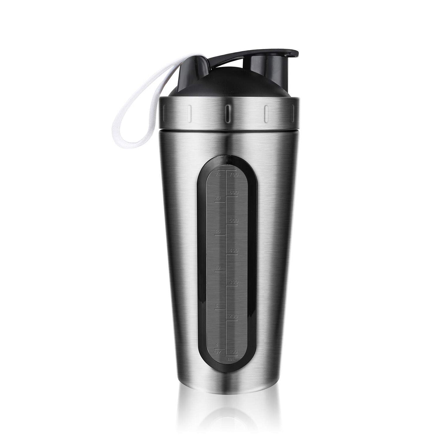 Stainless Steel Protein Shaker Water Bottle Silver