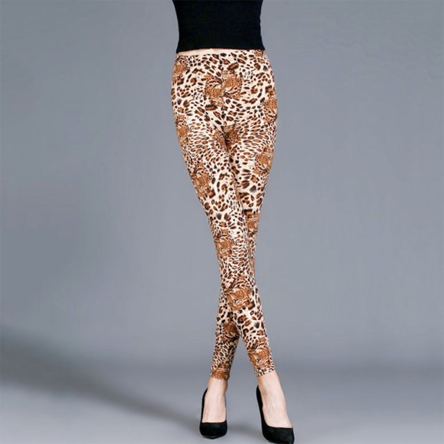 Women Leopard Print Gym Pants Leopard Head