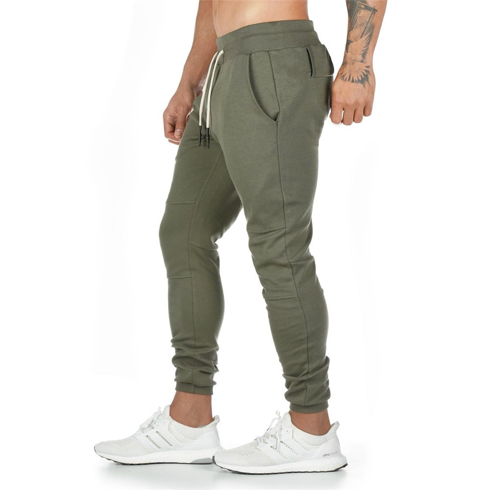 Men Solid Color Gym Fitness Pants Army Green
