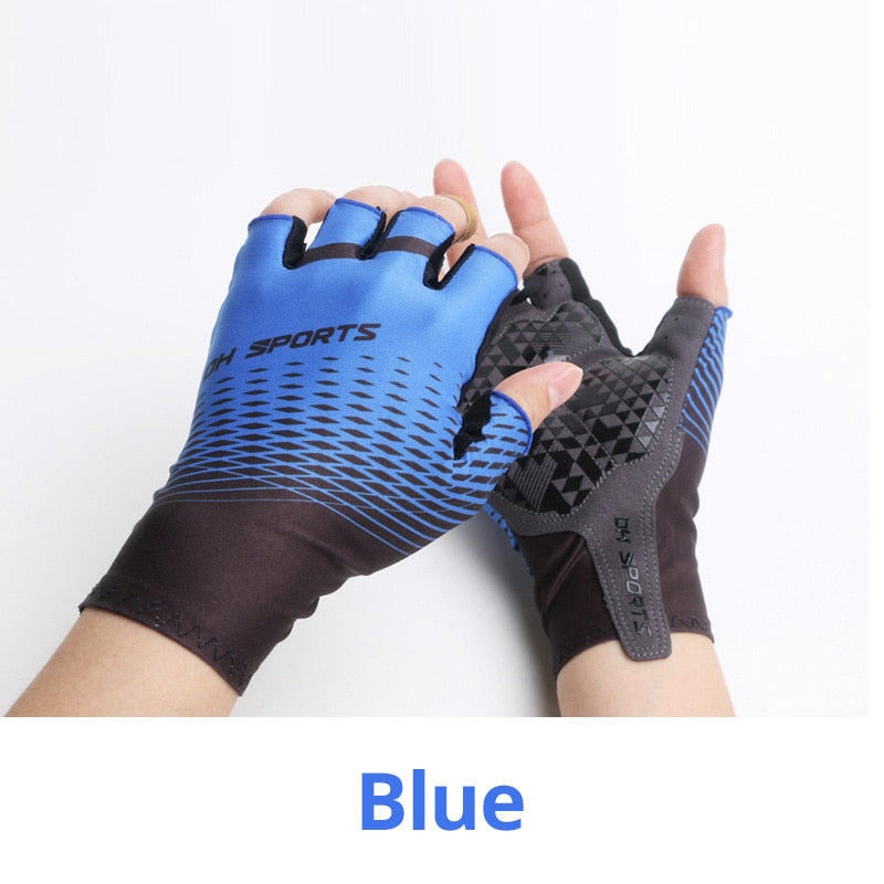 Cycling Socks & Gloves Set Half Gloves Blue