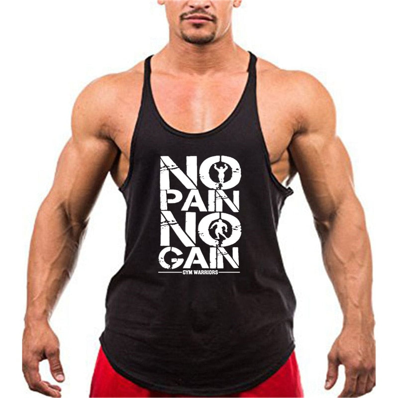 Men Cotton Gym Stringer Tank Top black 176