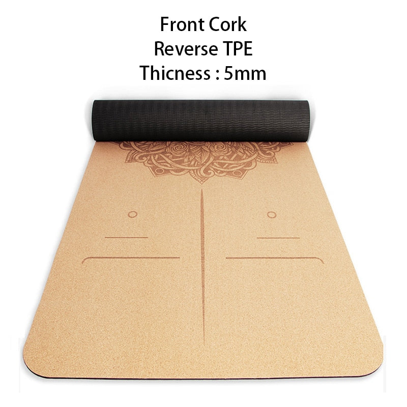 TPE Non-slip Natural Cork Yoga Mat