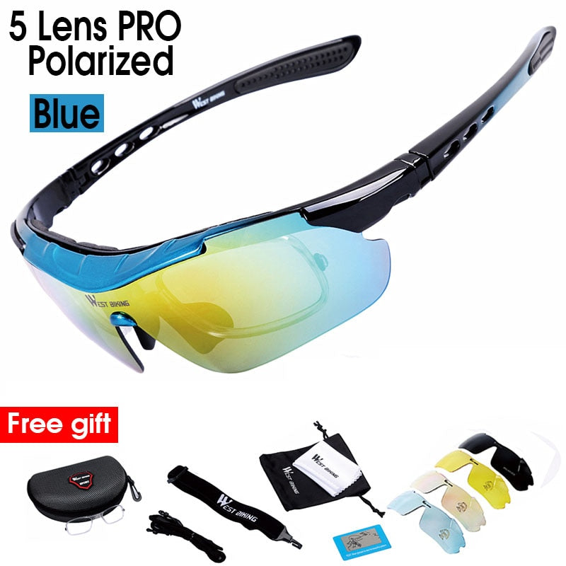 Men Women Cycling Polarized Eyewear 111 Blue 5Lens