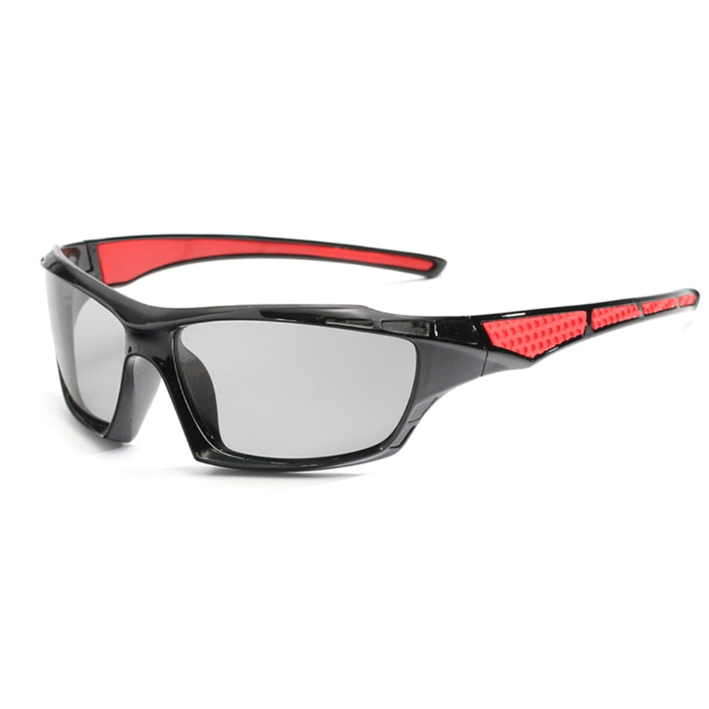 Man Photochromic Cycling Sunglasses Black Red