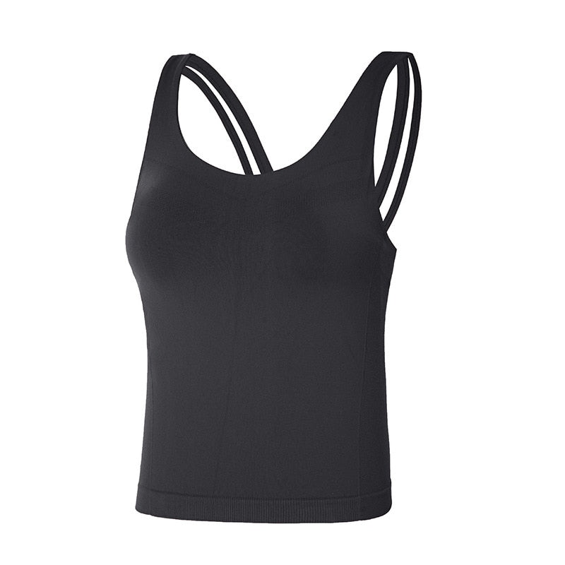 Women Padded Yoga Crop Tops black