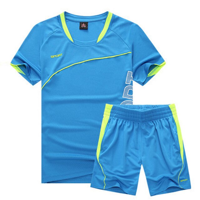 Men Running Short Sleeve+Shorts Suit Blue