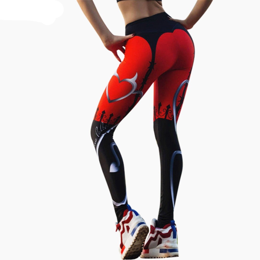 Women Heart Shape Digital Print Leggings JK2-006