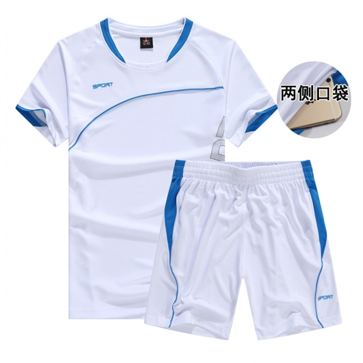 Men Sportswear Short sleeve Clothes White Running set