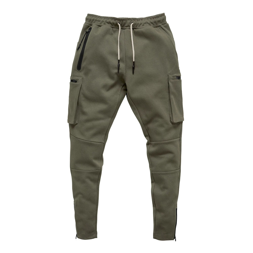 Men Multi-pocket Gym Track Pants Army Green