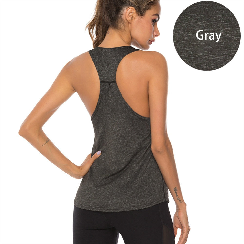 Women Racerback Yoga Tank Tops Gray