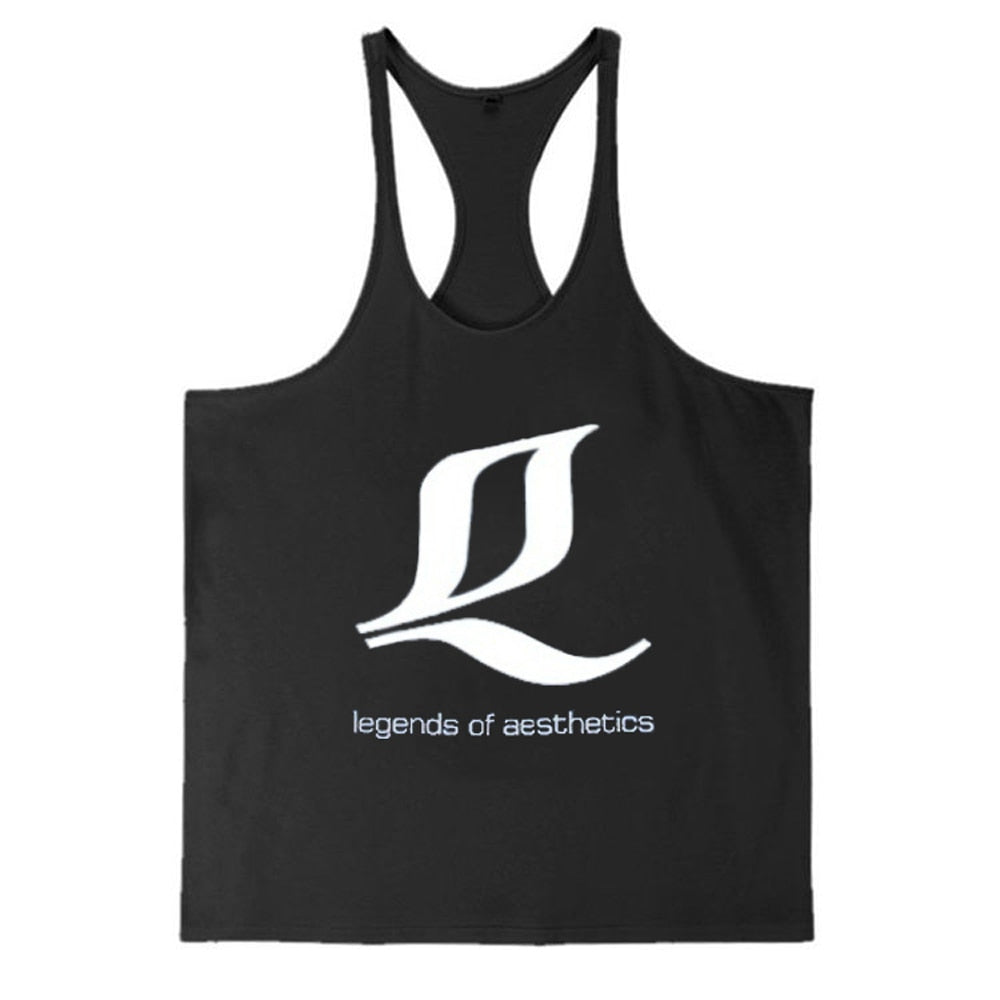 Men Gym Multicolor Muscle Tank Top Black No|China