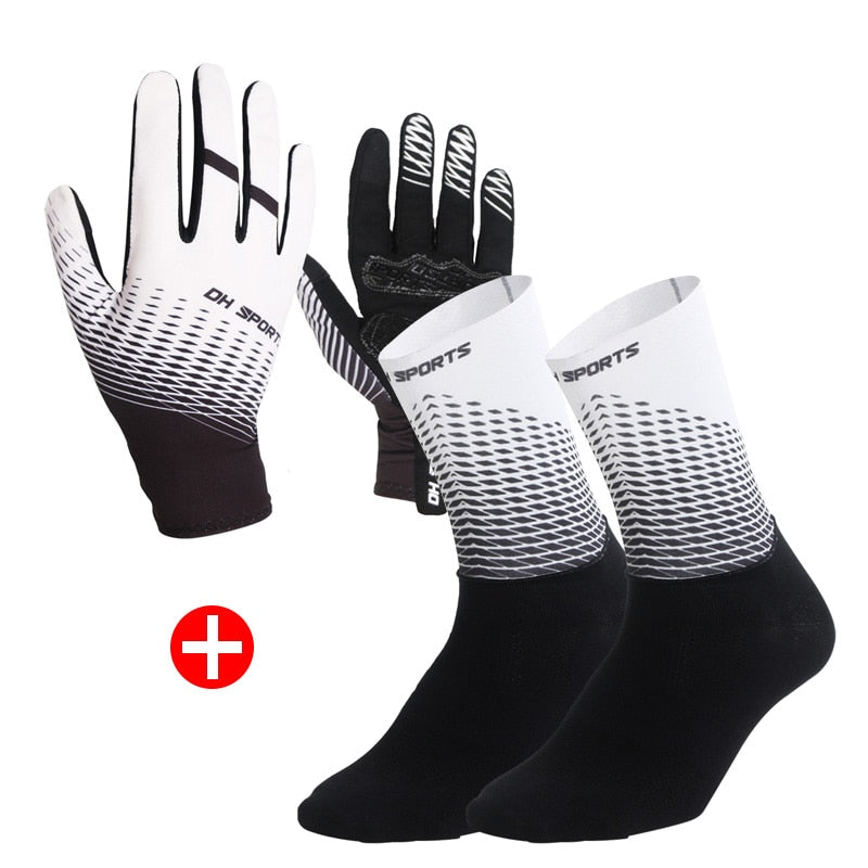 Cycling Socks & Gloves Set Full White