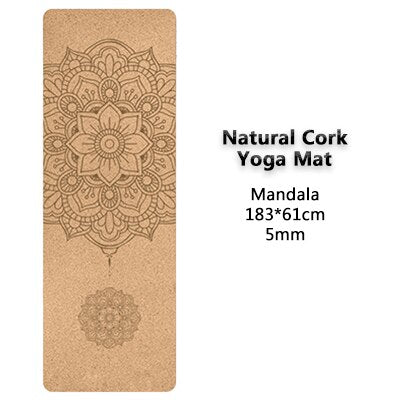 TPE Non-slip Natural Cork Yoga Mat Mandala