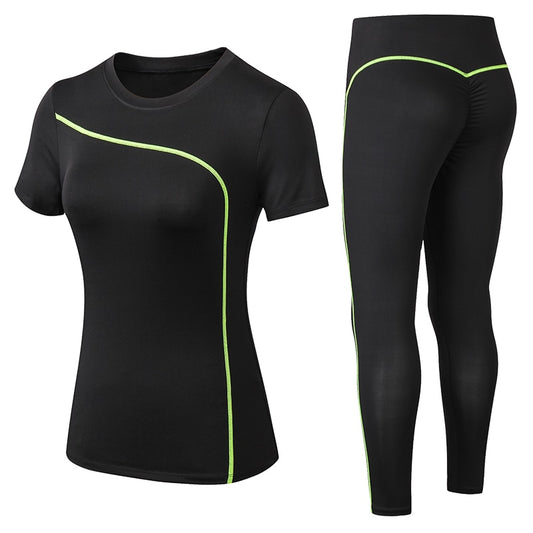 Woman 2 Piece Short-sleeved Fitness suit