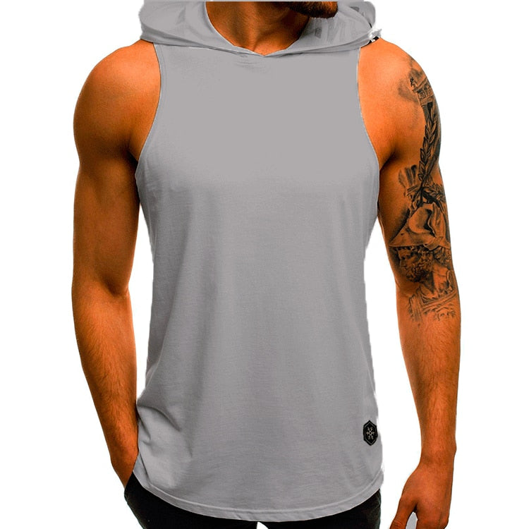 Casual Black Gym Men Tank Top Light Grey