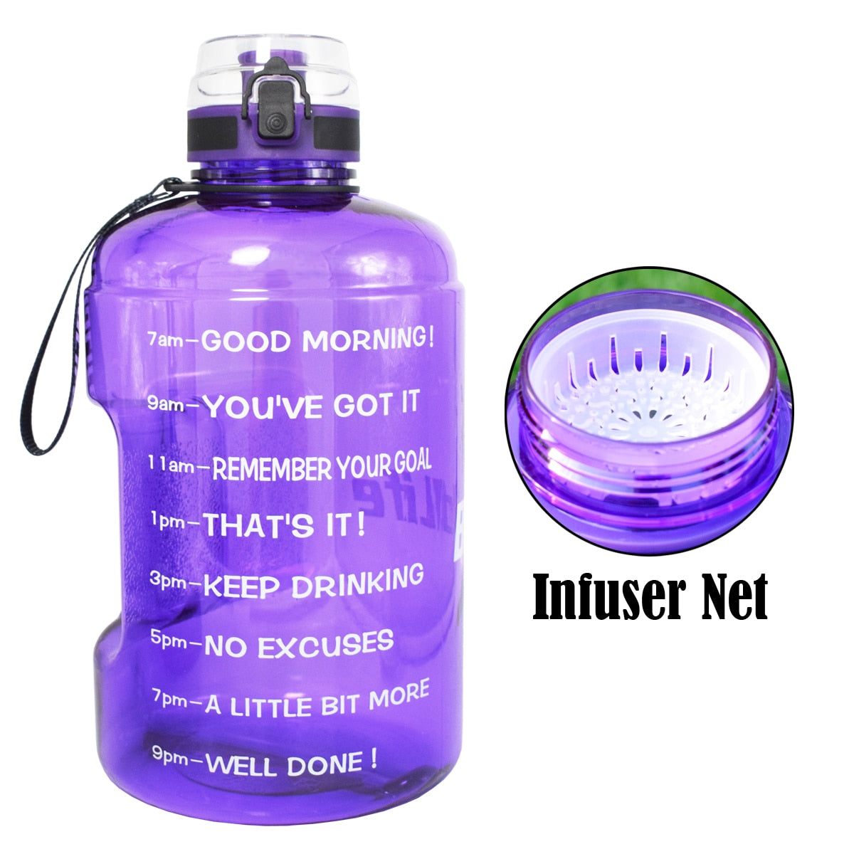 Locking Flip-Flop Lid Outdoor Fitness Water Bottle Light Purple